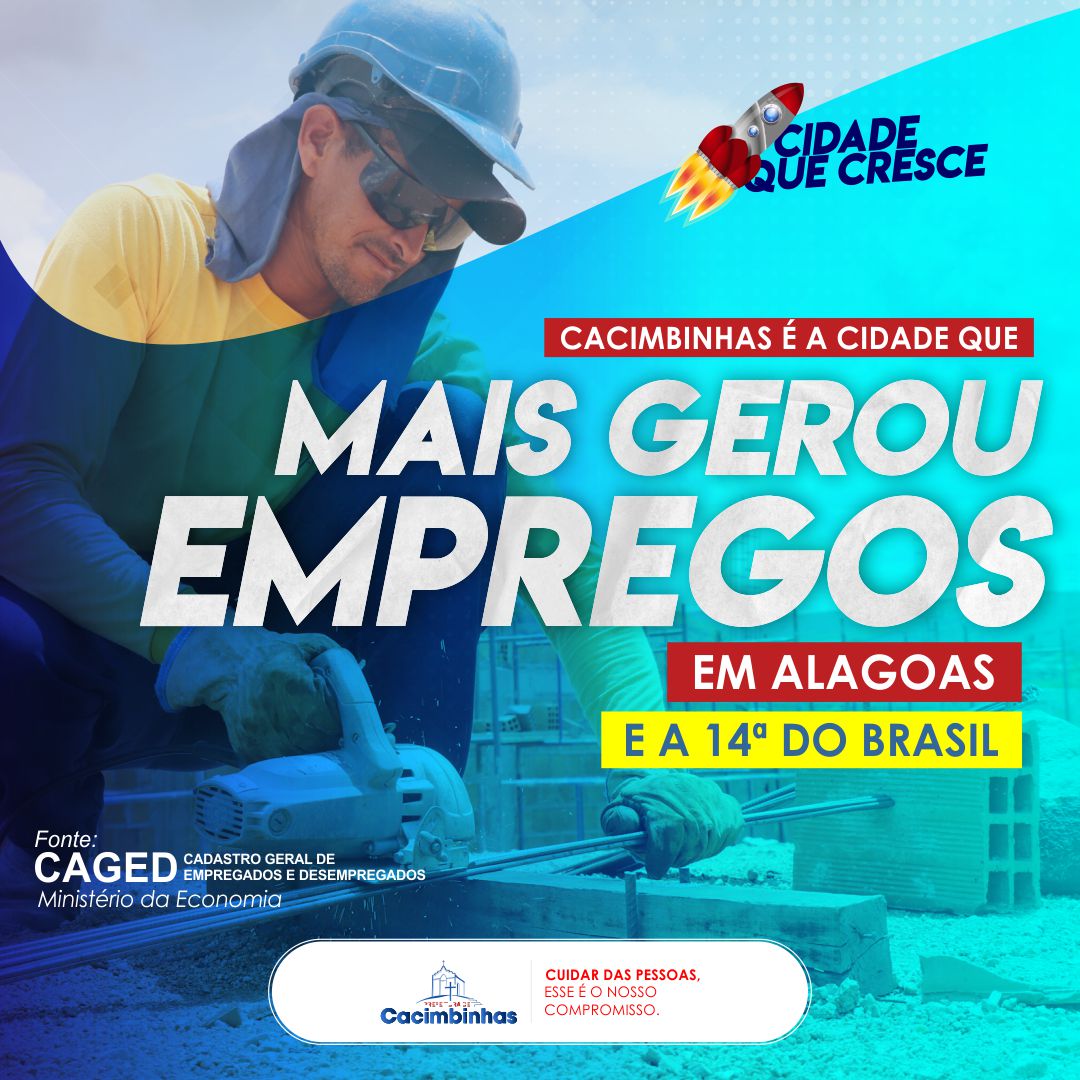 Cacimbinhas é a cidade que mais gerou emprego em Alagoas e a 14ª do Brasil
