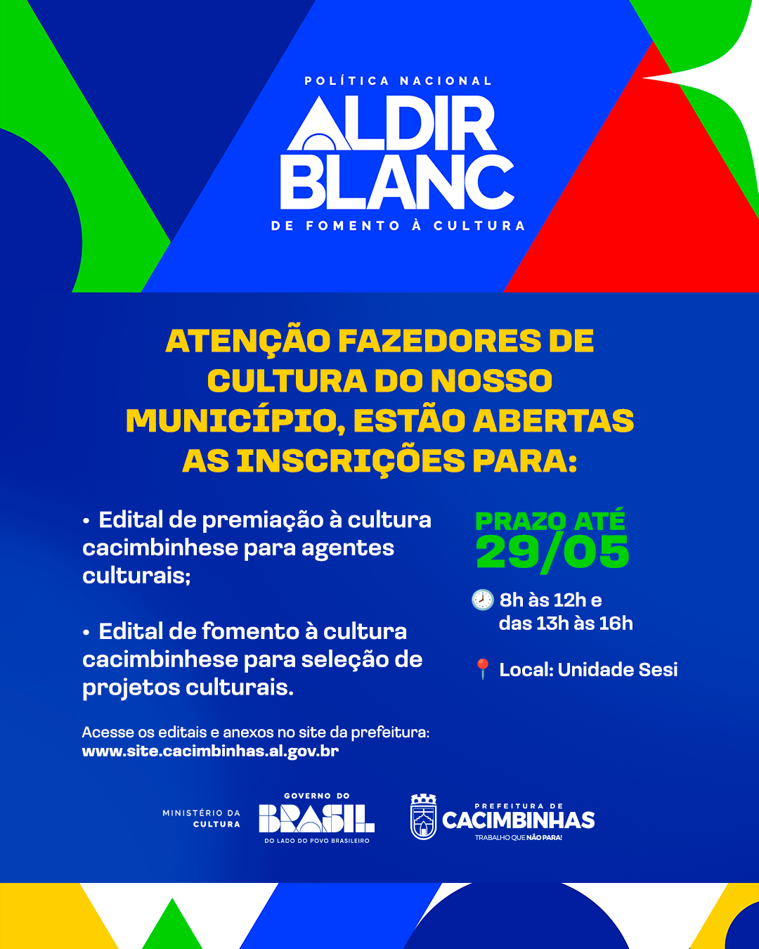Cacimbinhas abre inscrições para editais da Política Nacional Aldir Blanc voltados à cultura local