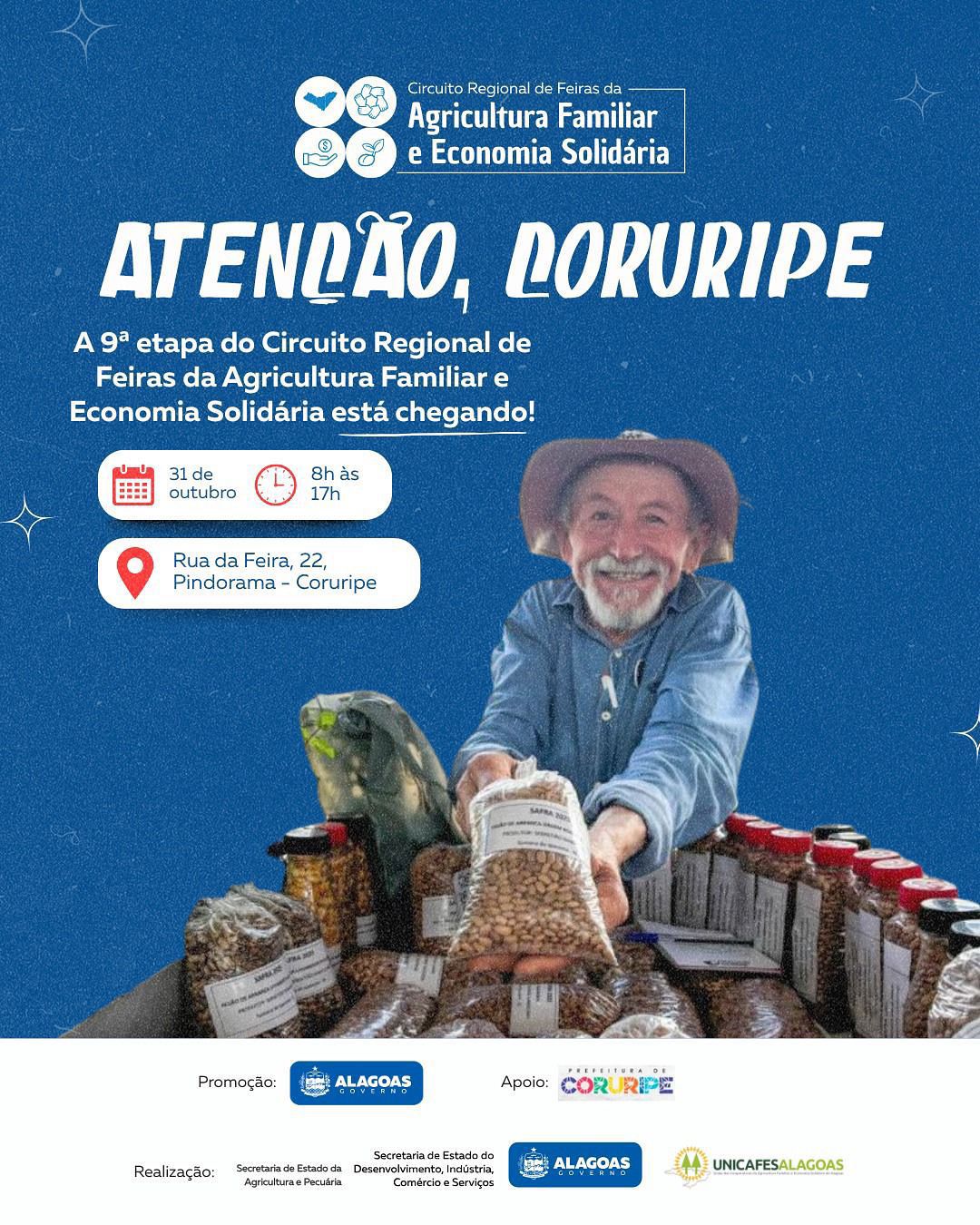 Coruripe recebe a 9ª etapa do Circuito Regional de Feiras da Agricultura Familiar e Economia Solidária