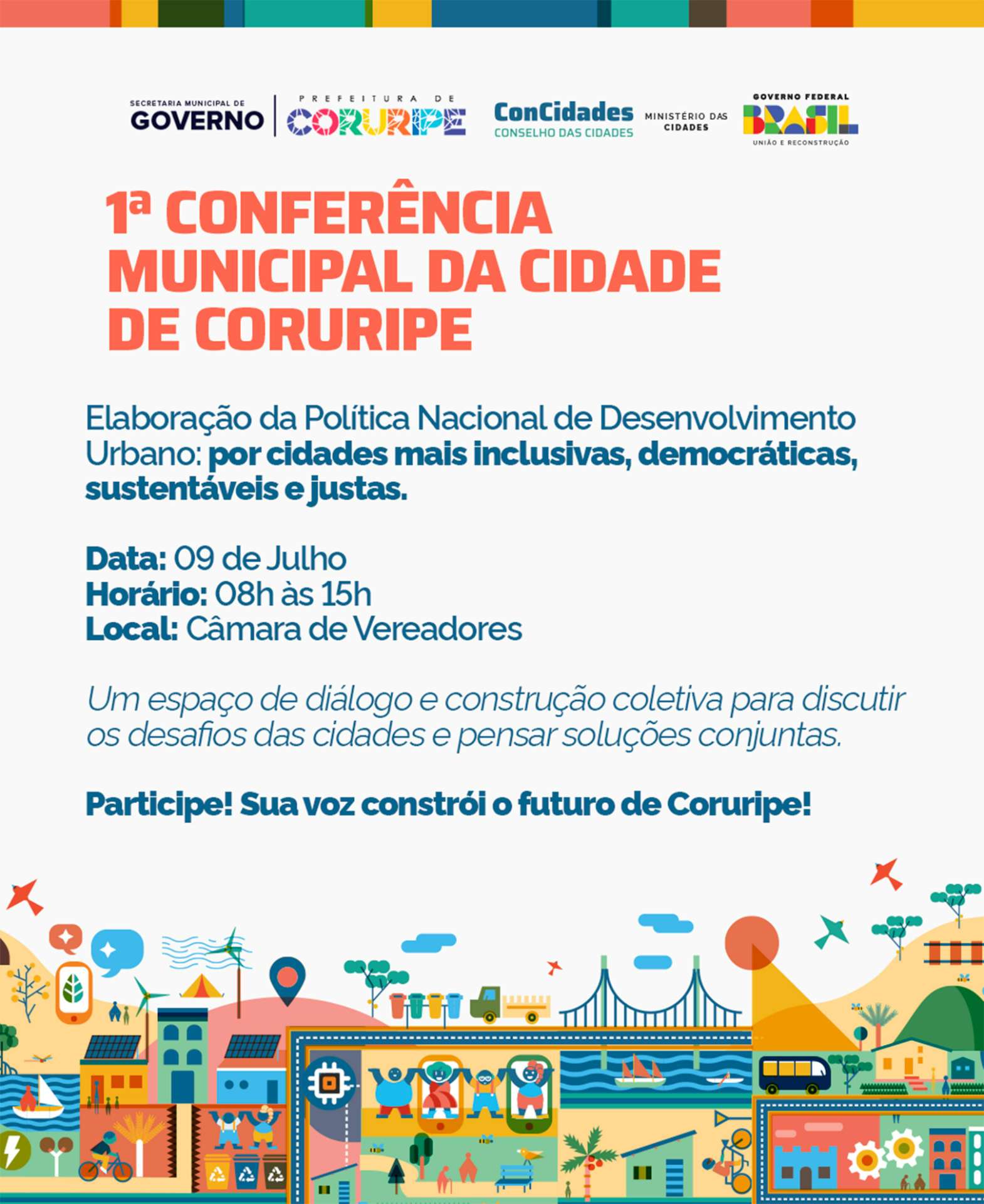 Coruripe promove sua 1ª Conferência Municipal das Cidades e convida população a construir o futuro urbano da cidade