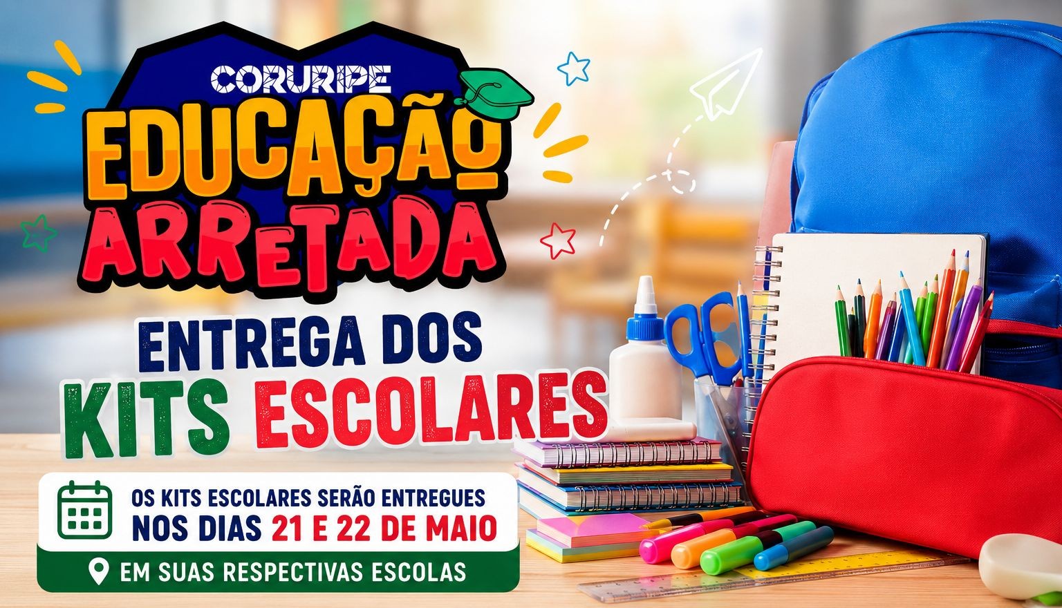 Educação divulga calendário de entrega dos kits escolares da rede municipal