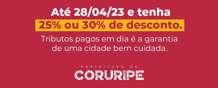 Prefeitura de Coruripe prorroga prazo para o pagamento da cota única do IPTU 2023