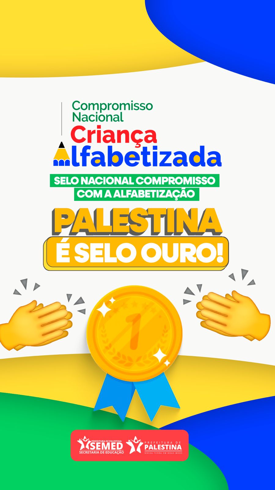 Município de Palestina é reconhecido com Selo Ouro Compromisso com a Alfabetização