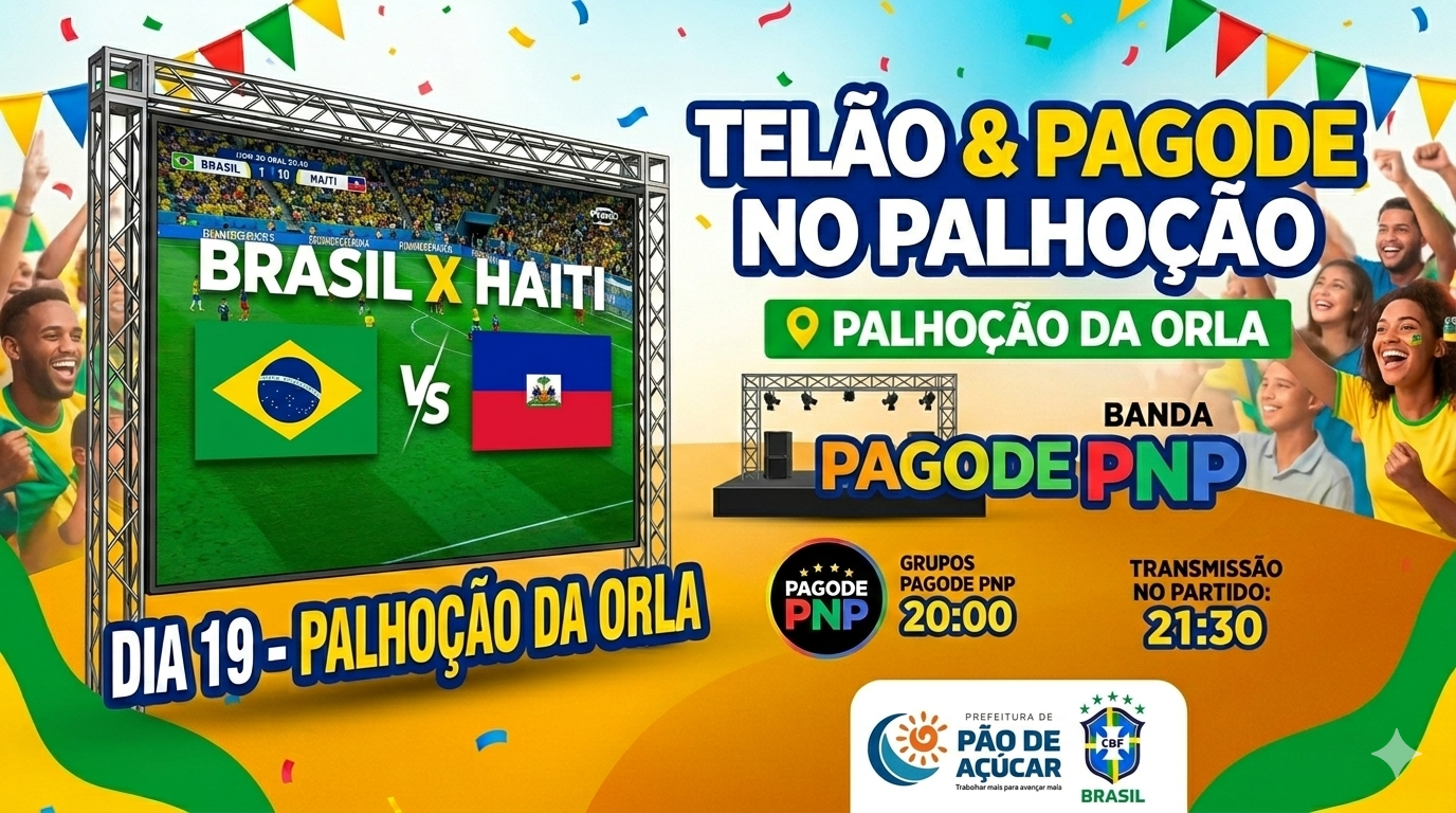 Palhoção da Orla terá telão e muito pagode para o jogo da Seleção Brasileira nesta sexta-feira (19)