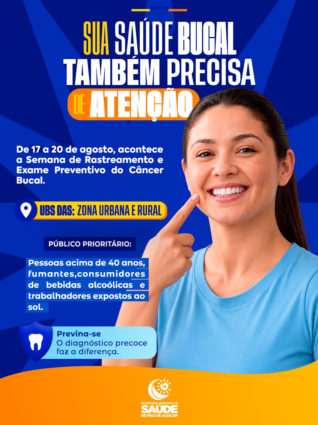 Secretaria de Saúde de Pão de Açúcar promove ações de prevenção e rastreamento do câncer bucal