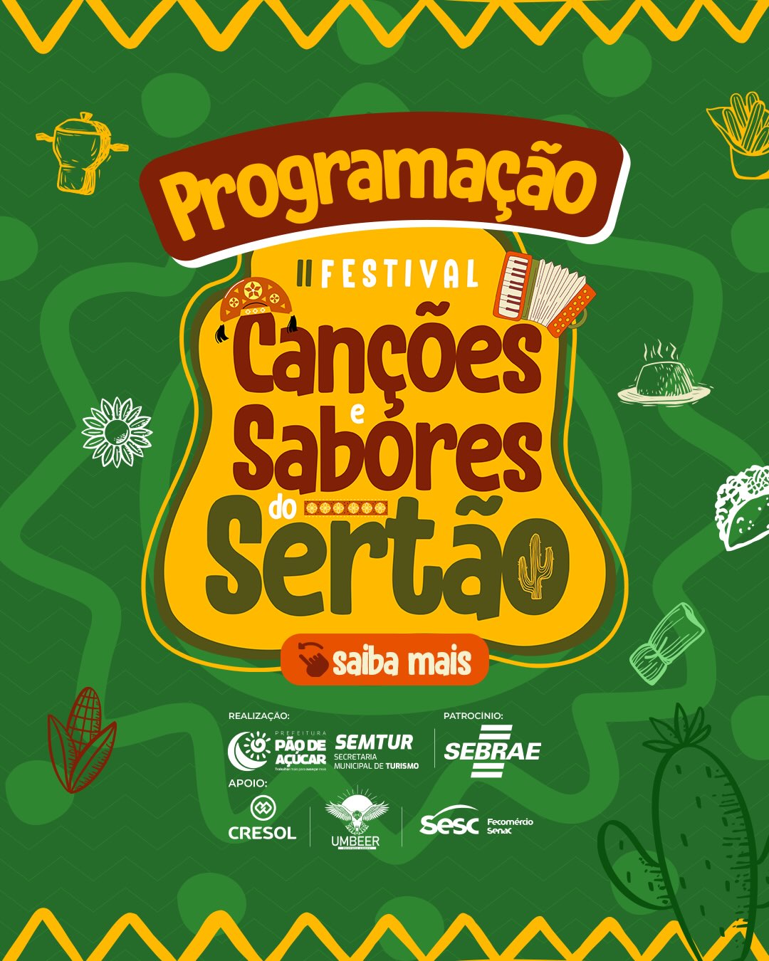 II Festival Canções e Sabores do Sertão movimenta Pão de Açúcar com música, gastronomia e capacitação profissional