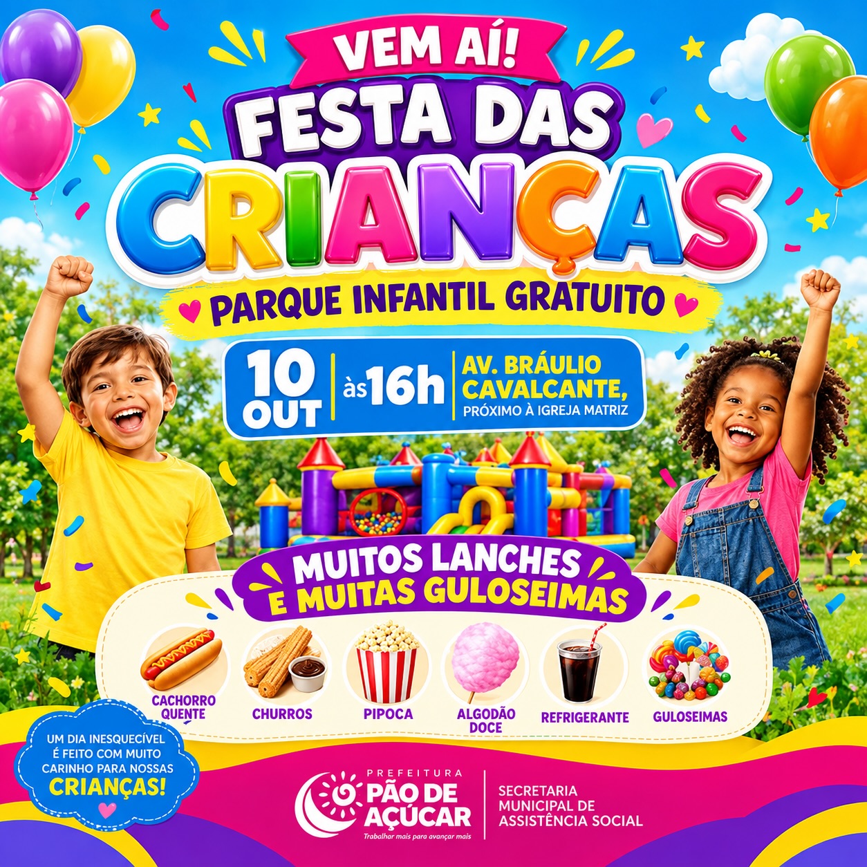 Prefeitura de Pão de Açúcar promove grande Festa das Crianças nesta sexta-feira (10)