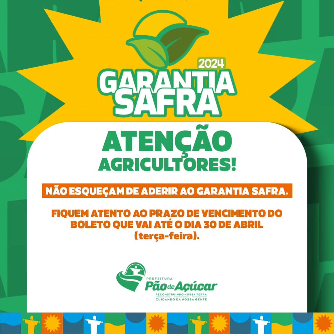 Prazo Final do boleto do Garantia Safra