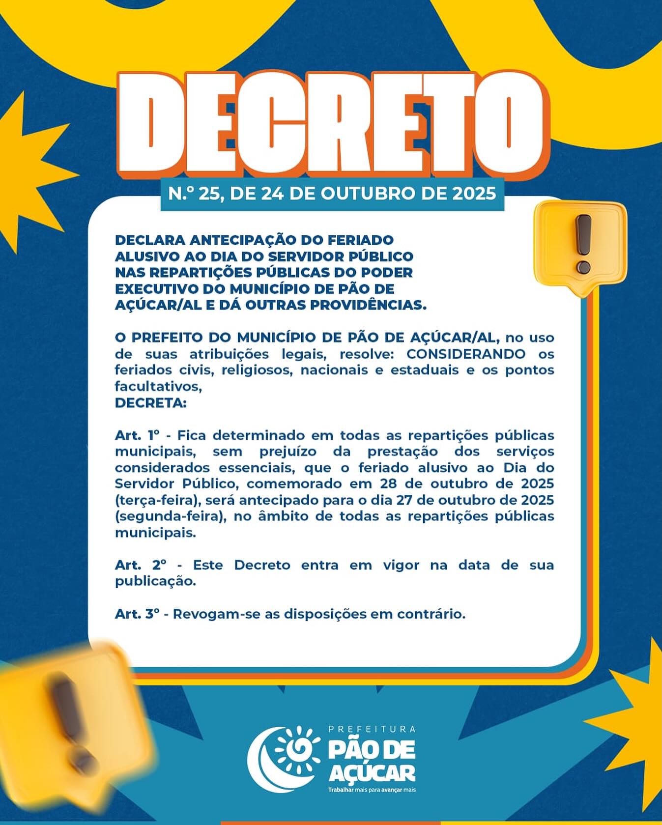 Decreto N° 25 de 24 de outubro de 2025