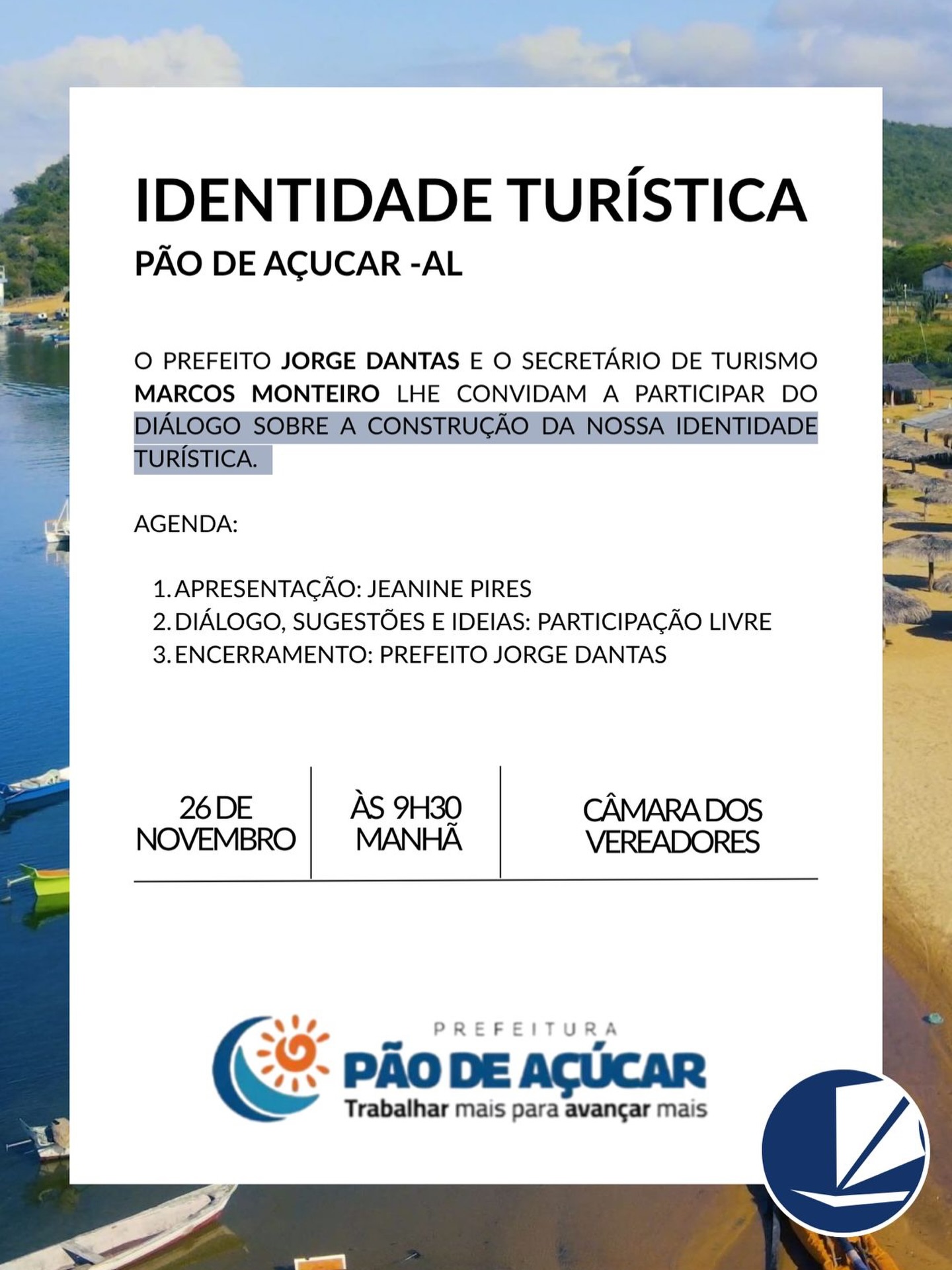 Convite – Construção da Marca Turística de Pão de Açúcar.