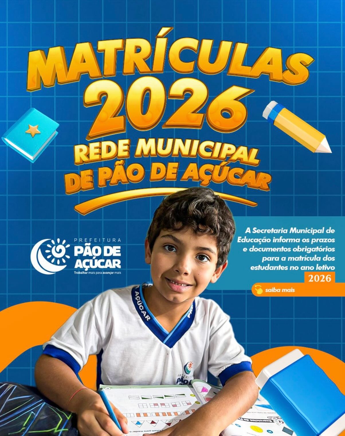 A Secretaria Municipal de Educação informa os prazos e documentos obrigatórios para a matrícula dos estudantes no ano letivo 2026