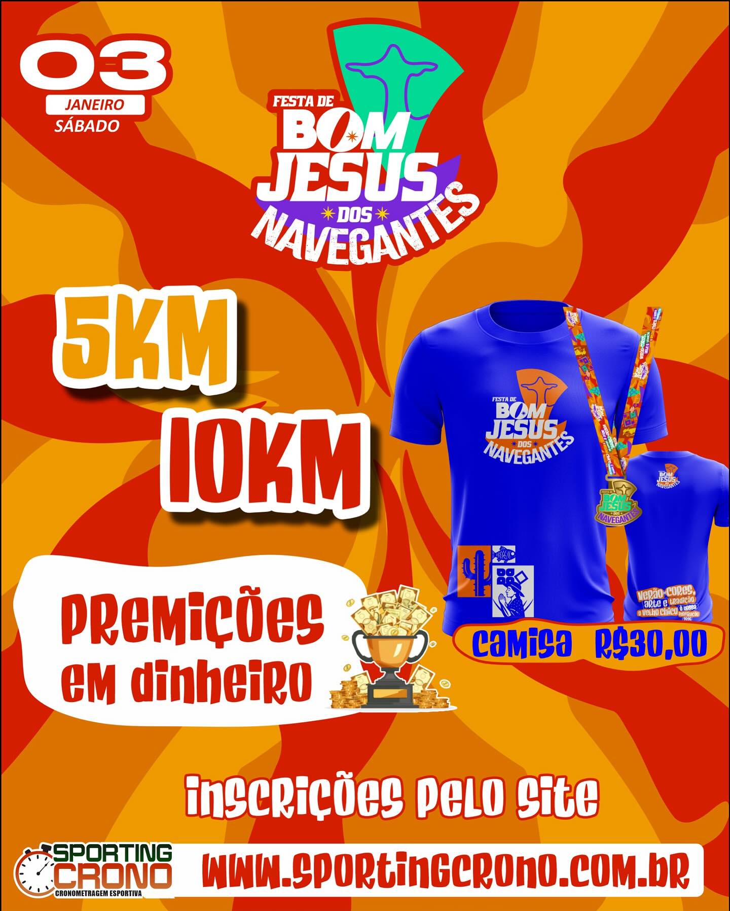 Inscriçoes abertas para a Corrida da Festa de Bom Jesus dos Navegantes 2026
