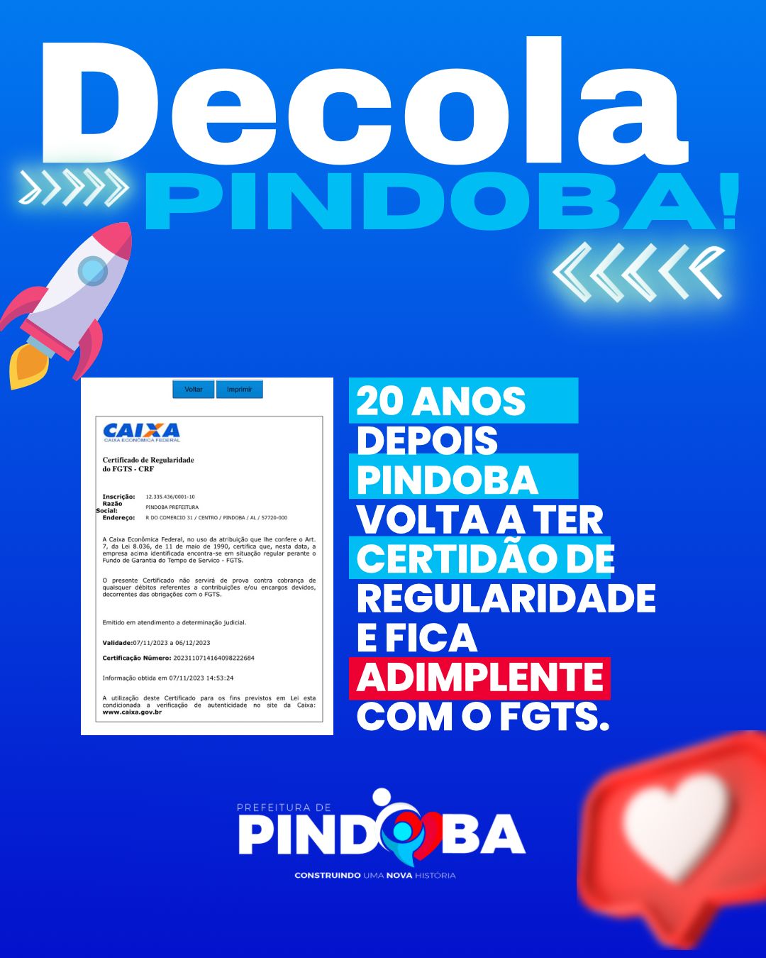 RUMO AO DESENVOLVIMENTO DA CIDADE