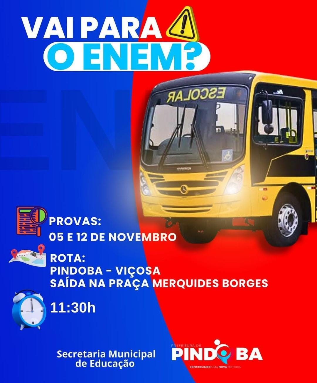 TRANSPORTE GRATUITO PARA O ENEM