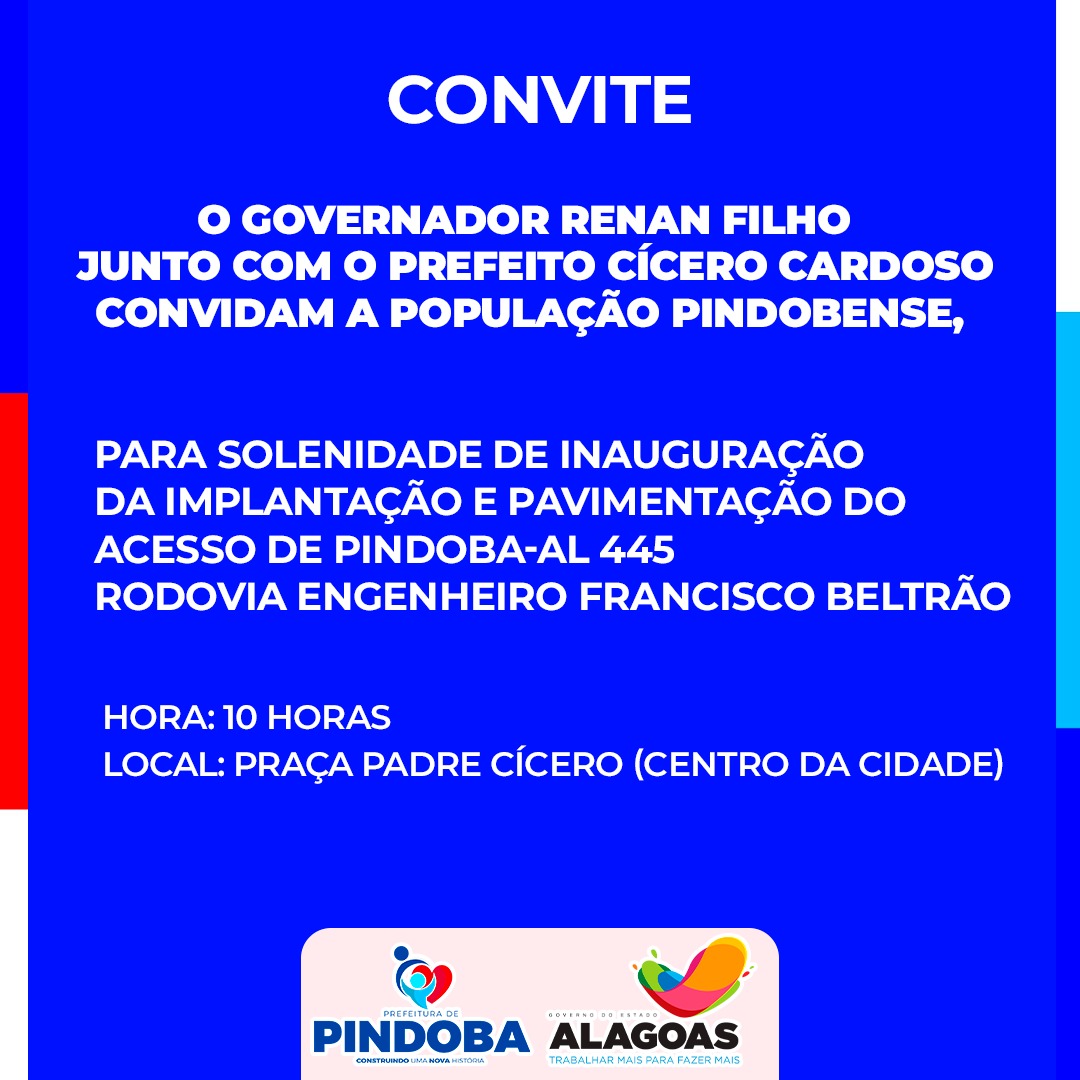 INAUGURAÇÃO DO ACESSO DE PINDOBA-AL 445 RODOVIA ENGENHEIRO FRANCISCO BELTRÃO