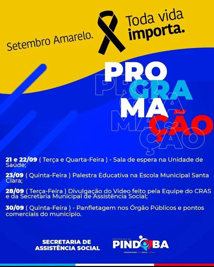 PROGRAMAÇÃO SETEMBRO AMARELO