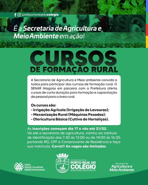 CURSOS DE FORMAÇÃO RURAL
