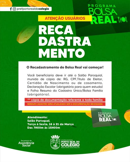 RECADASTRAMENTO BOLSA REAL