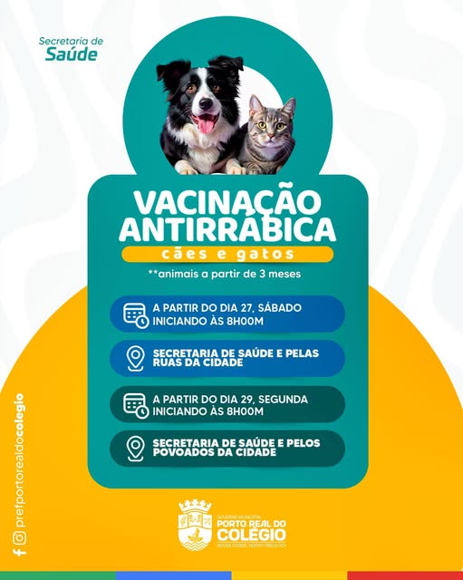 Vacinação Antirrábica em Porto Real do Colégio!