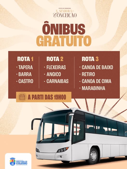 Ônibus gratuito para a Festa da Padroeira!