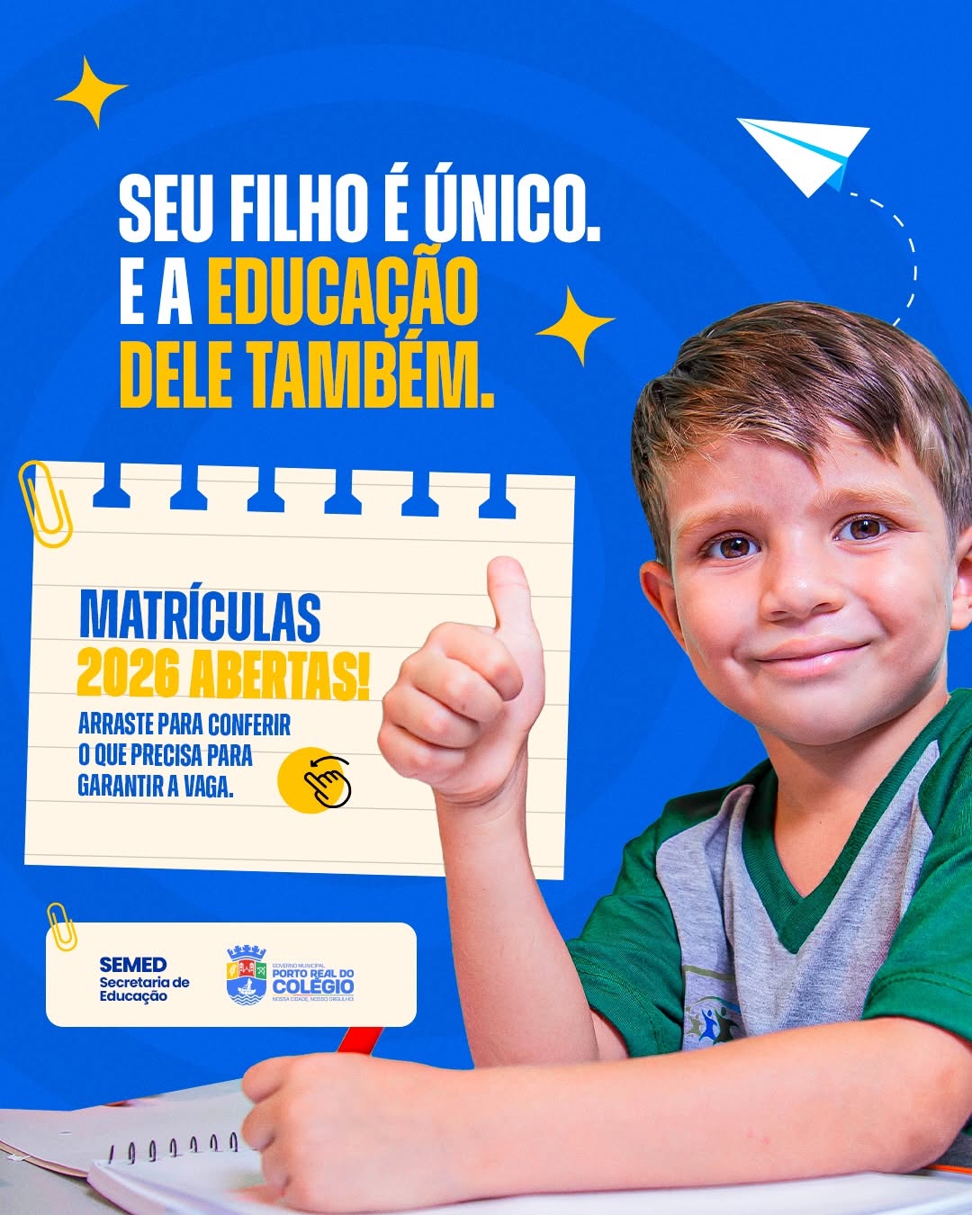 A Rede Municipal de Ensino de Porto Real do Colégio está de portas abertas para 2026