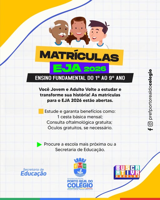 Matrículas abertas para o EJA 2026!