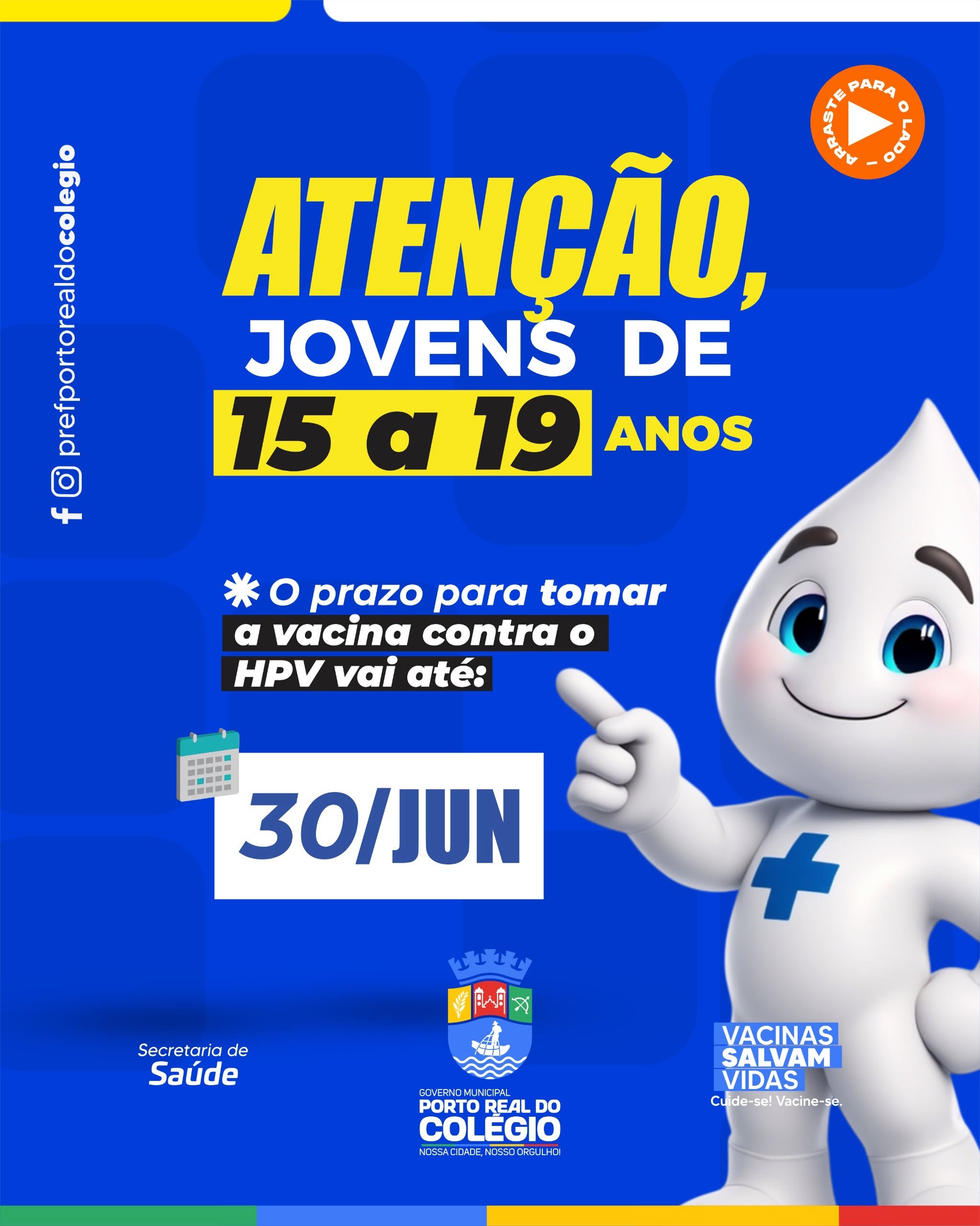 Atenção, jovens de 15 a 19 anos!