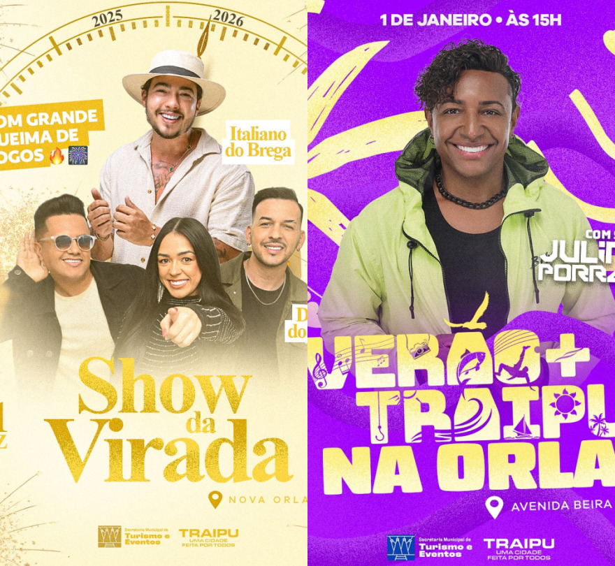 Traipu celebra a chegada de 2026 com shows, queima de fogos e programação especial de verão no primeiro dia do ano