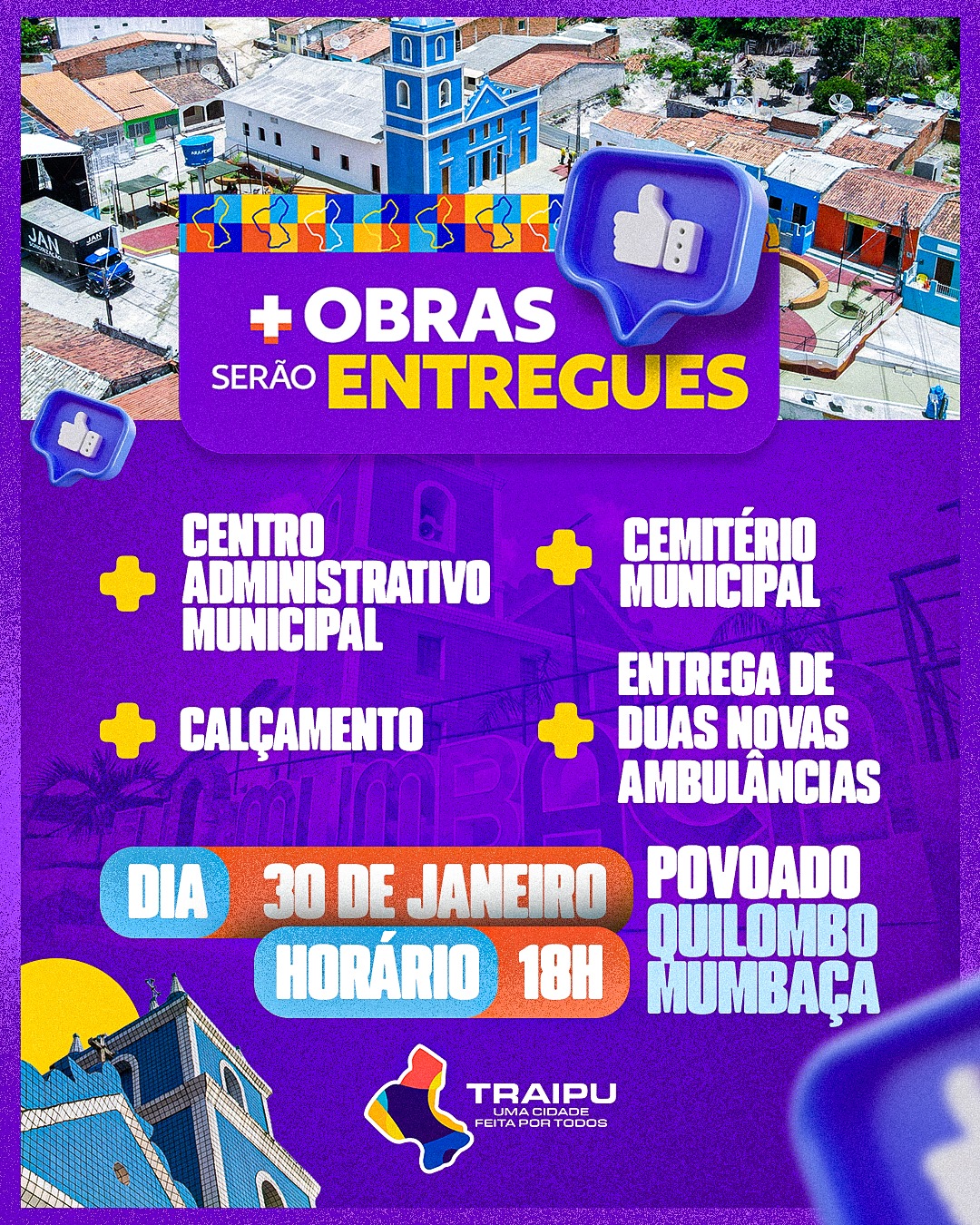 Convite: Entrega de obras e equipamentos no Povoado Quilombo Mumbaça