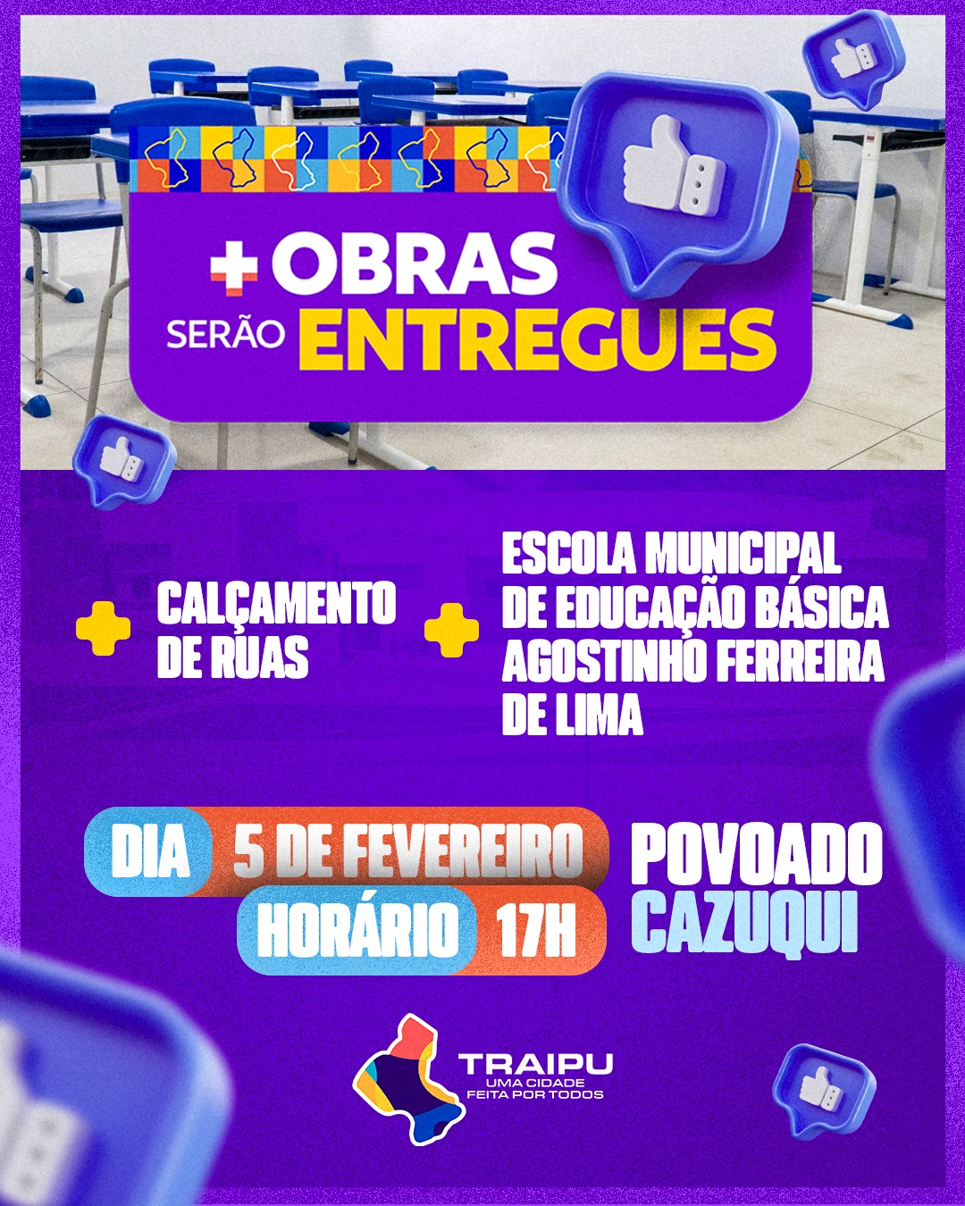 Convite: Inauguração de obras no Povoado Cazuqui